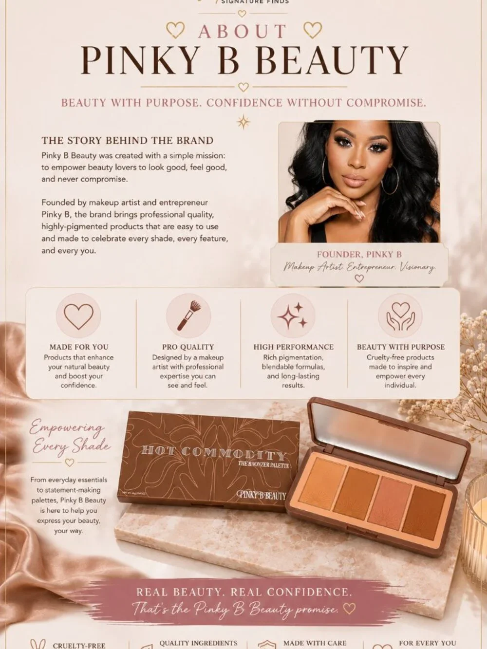 Pinky B Beauty Hot Commodity Bronzer Palette 4 Shade Bronzing Palette NIB